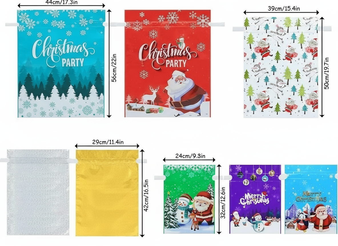 Christmas Gift Bags Measurements Only